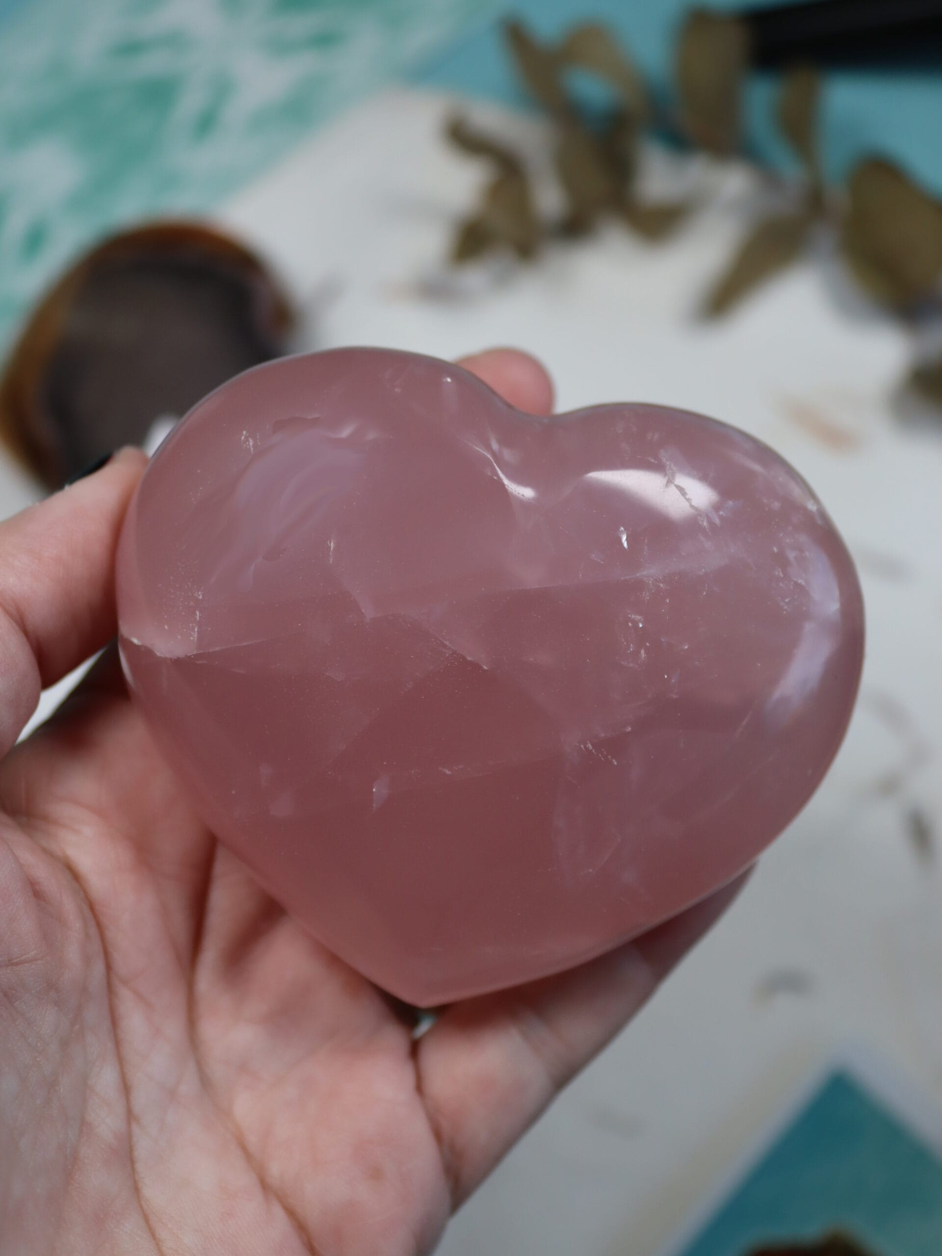 Corazón de cuarzo rosa calidad extra para el amor